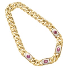 18K Gold & Platinum Star Ruby and Diamond Necklace