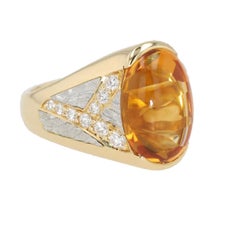 Anello Venti in oro e platino 18 carati,  Citrino e diamanti Bufftop di Michael Bondanza