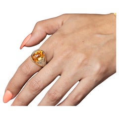 18K Gold & Platinum Venti Ring,  Bufftop Citrine & Diamonds by Michael Bondanza