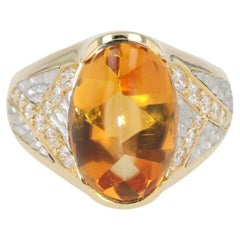 Anello Venti in oro e platino 18 carati,  Citrino e diamanti Bufftop di Michael Bondanza