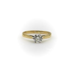 18K Gold & Platinum Vintage Solitaire Diamond Ring