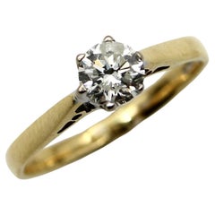 18K Gold & Platinum Vintage Solitaire Diamond Ring