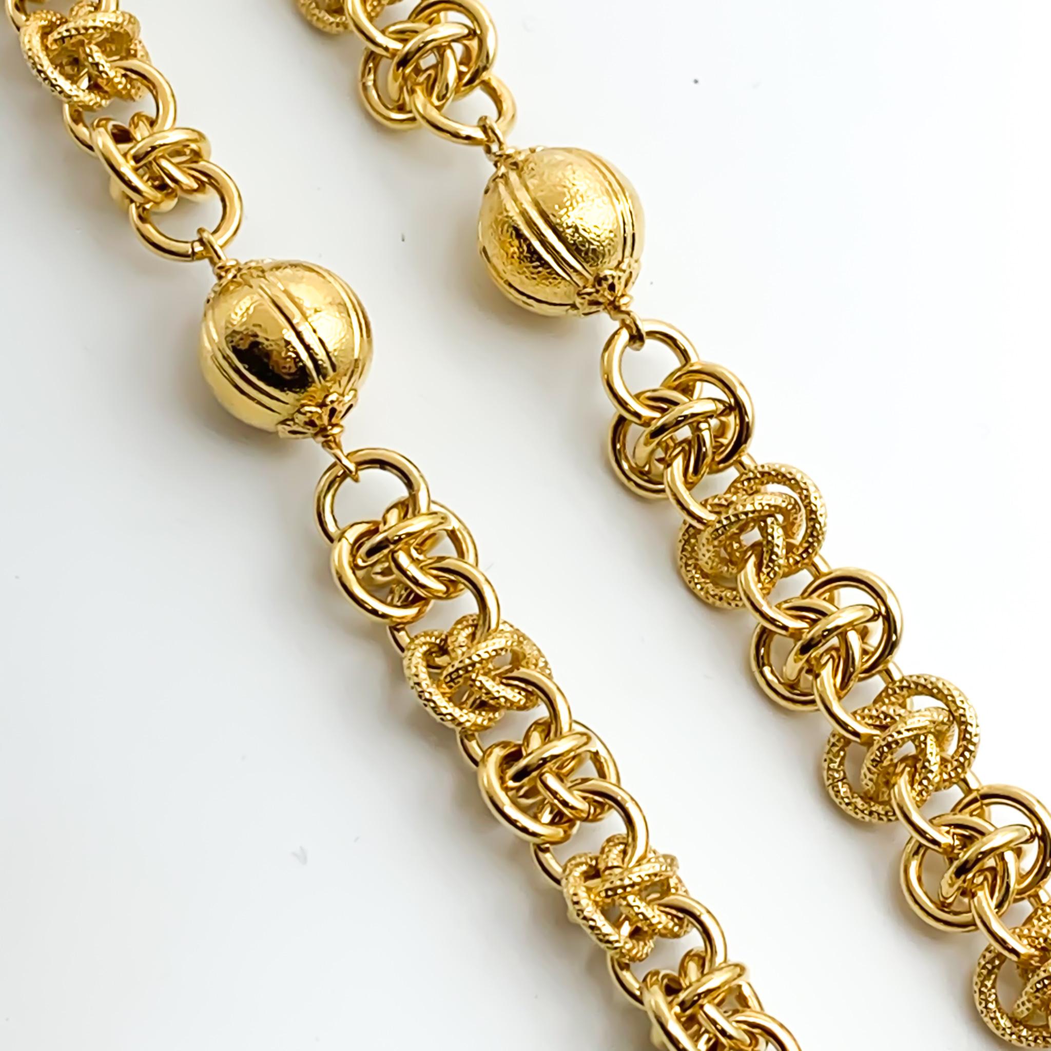 Cristina Sabatini 18k gold platted chain necklace with matching beads. 