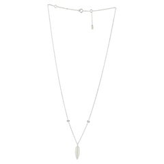 18k Gold Princess Chain Neckalce with Leaf Shaped Pendant with Diamond & Pearls
