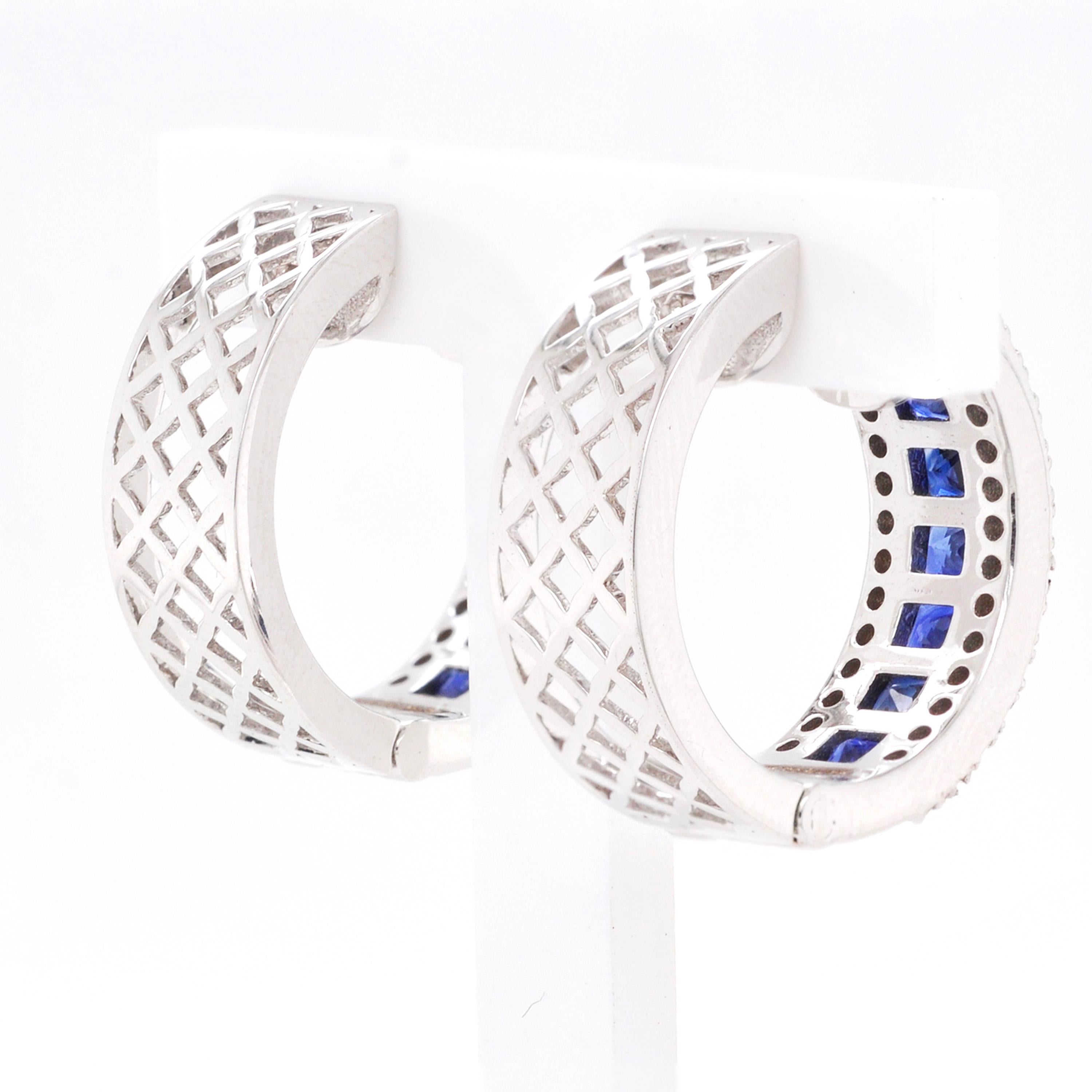 18K Gold Princess Cut Blue Sapphire Diamond Pendant Earrings Ring Set 4