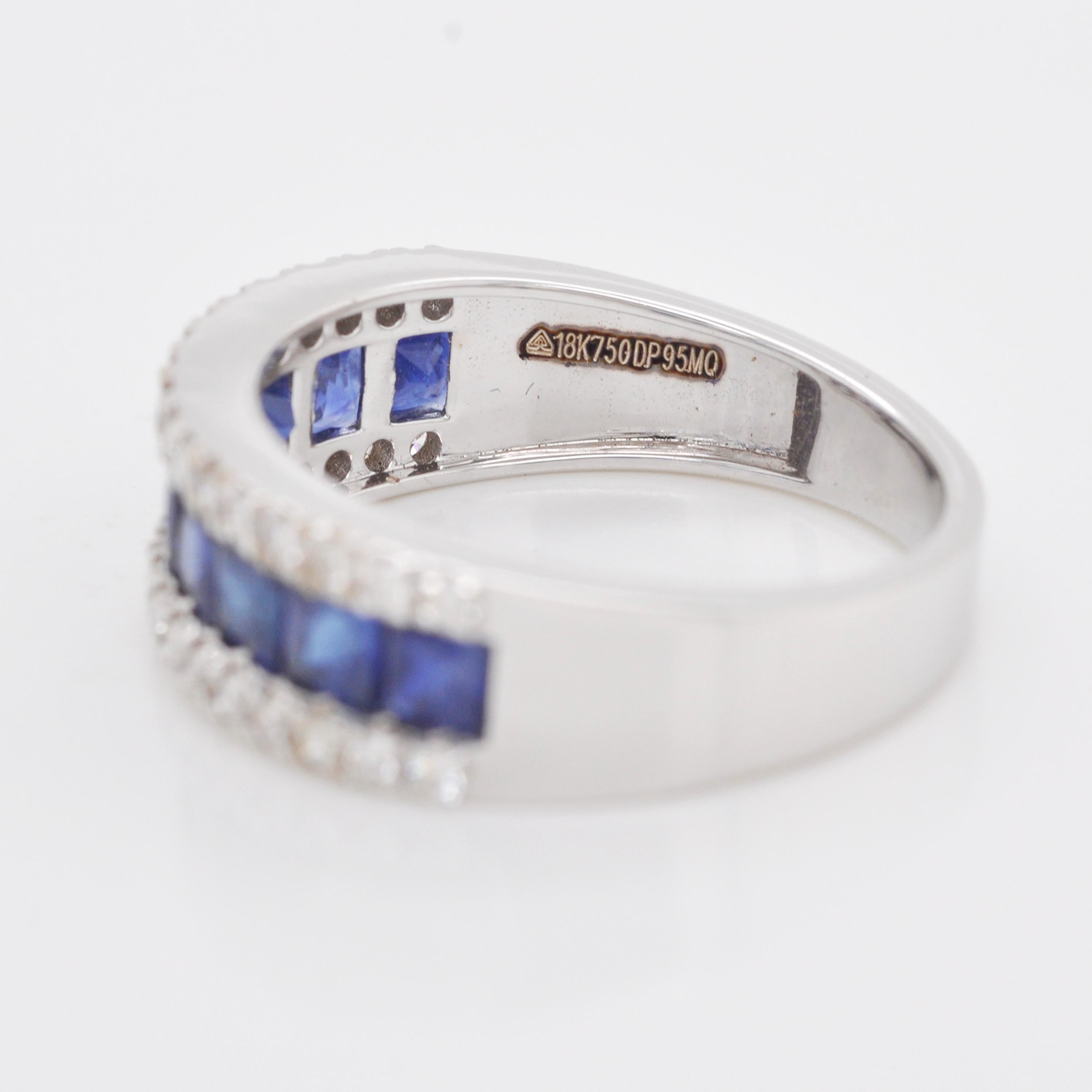 18K Gold Princess Cut Blue Sapphire Diamond Pendant Earrings Ring Set 9
