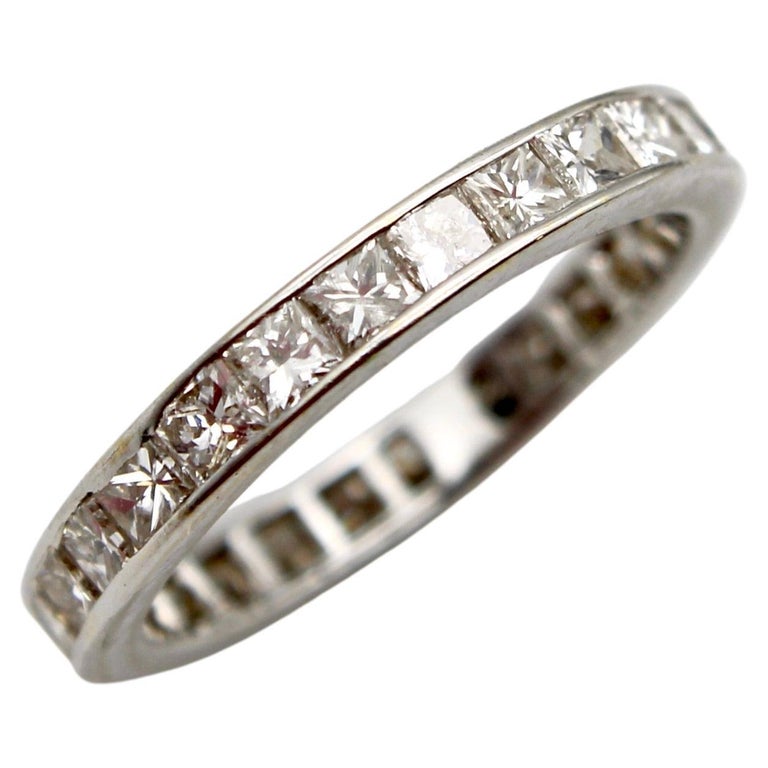 18K Gold Princess Cut Diamond Eternity Band For Sale at 1stDibs