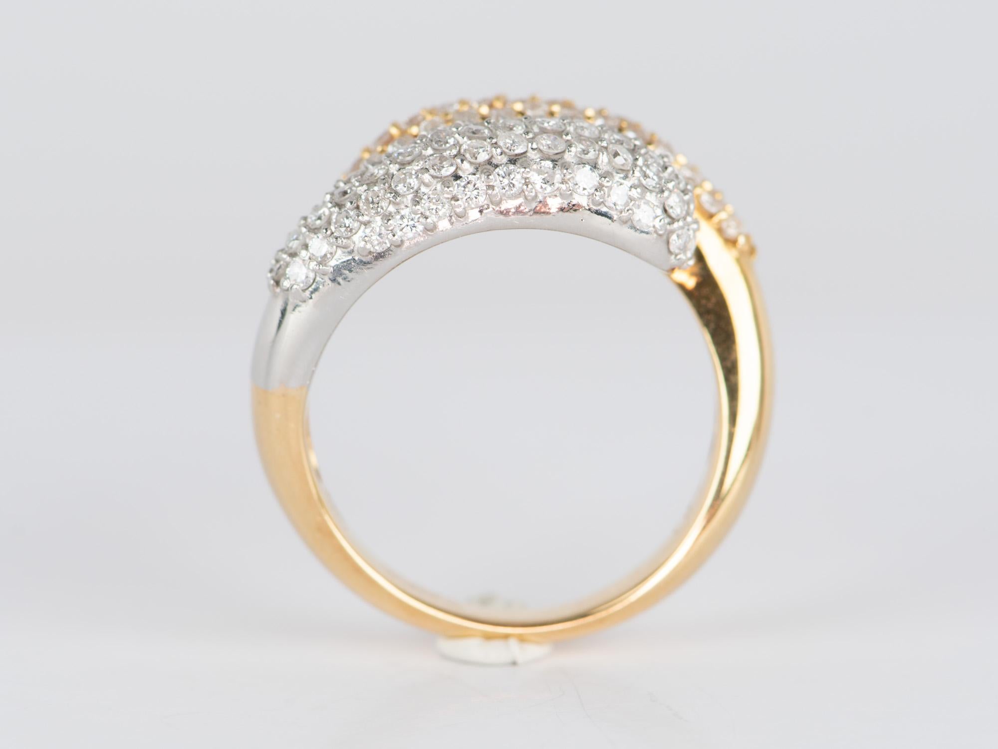 Women's or Men's 18K Gold & PT950 Diamond Pave Double Head Snake Ring 8.7g 1ct Diamond R6651 For Sale