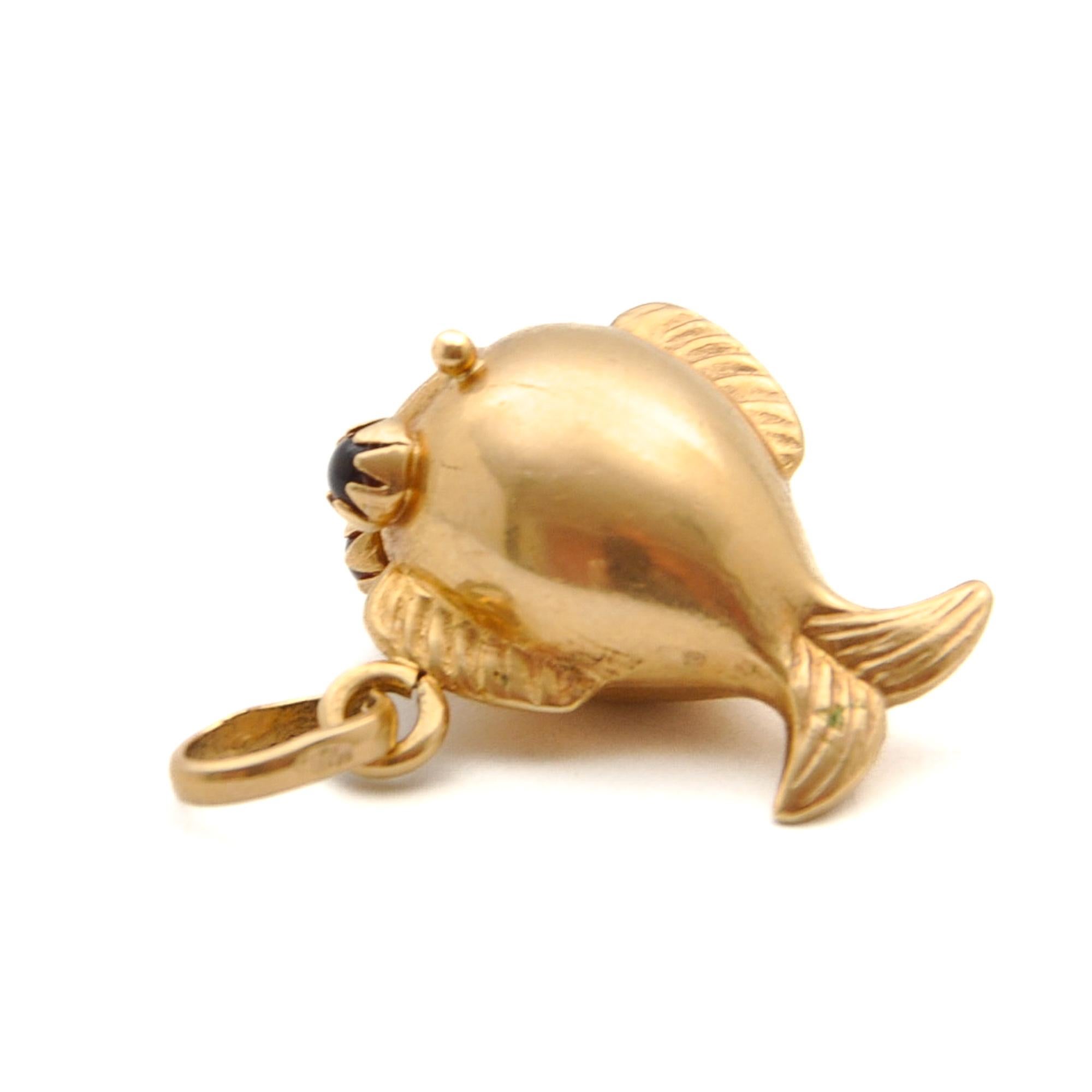18K Gold Puffer Blow Fish Charm Pendant 4