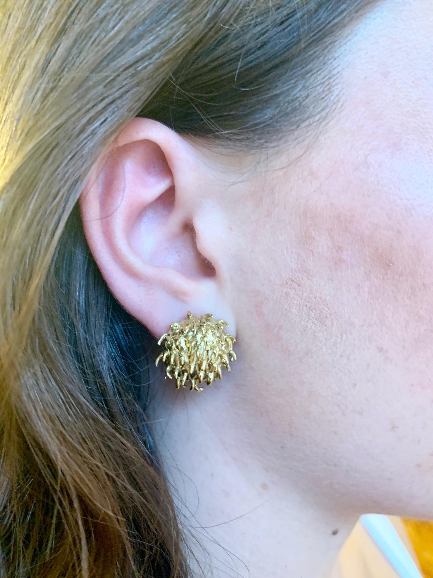 Contemporary 18 Karat Gold Rambutan Earrings by Andrew Glassford For Sale