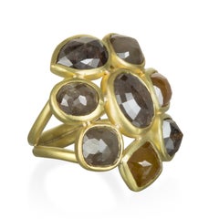 Faye Kim 18 Karat Gold Raw Diamond Daisy Ring