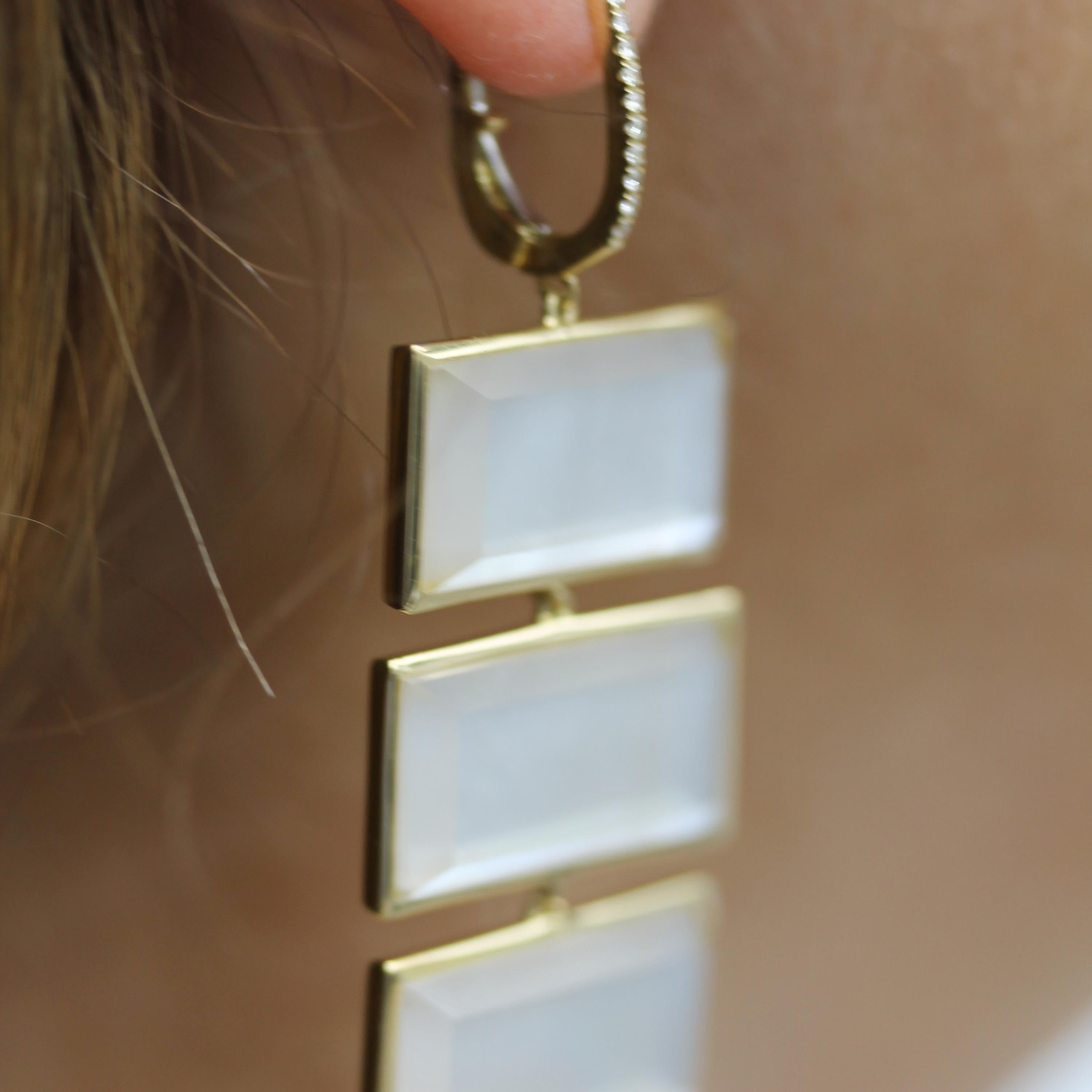 gold rectangle dangle earrings