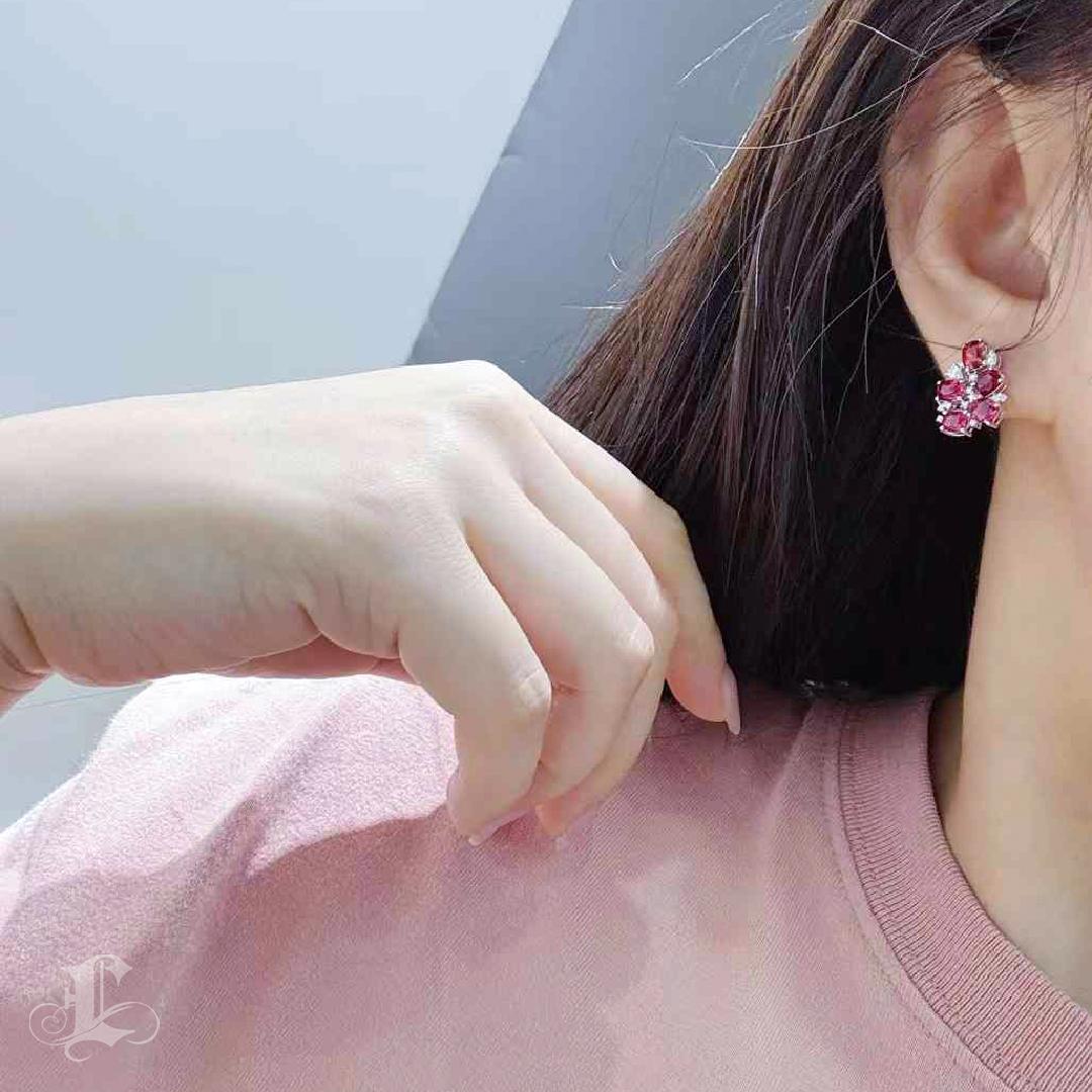 【Crown Radiance】Scarlet Bloom Aurora South Sea Pearl Convertible Earrings For Sale 6