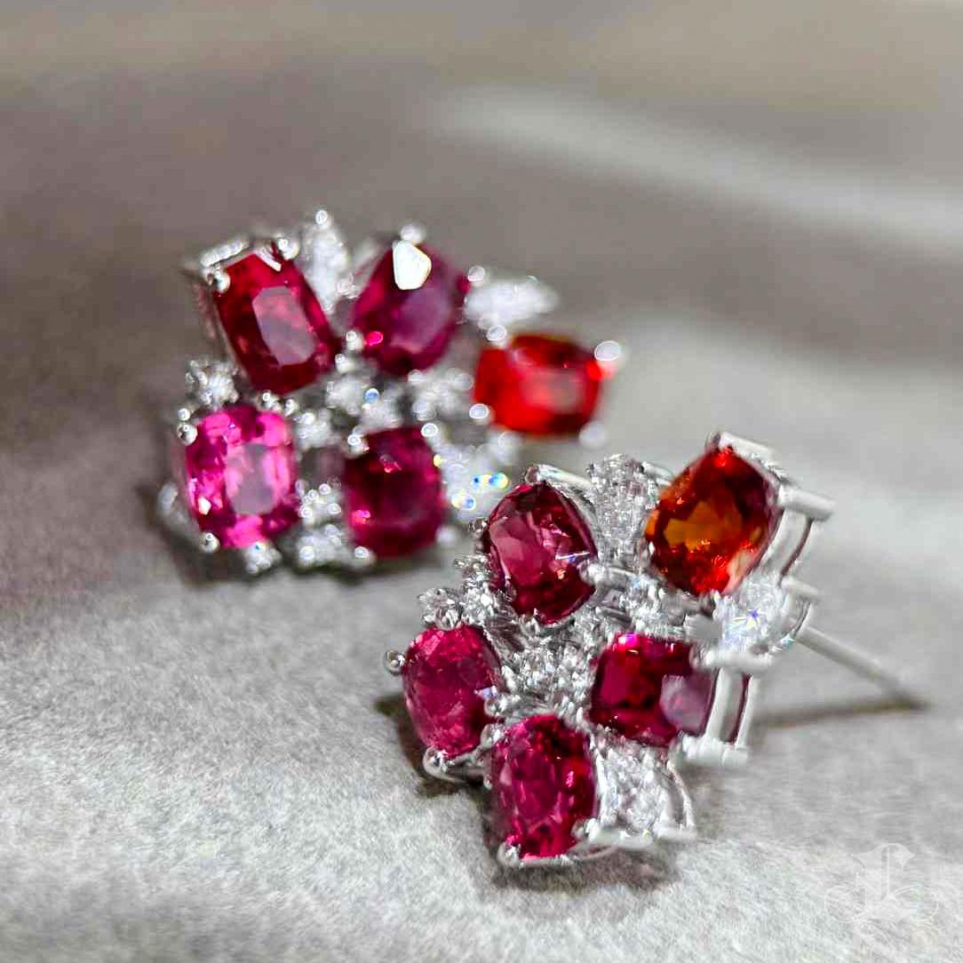 【Crown Radiance】Scarlet Bloom Aurora South Sea Pearl Convertible Earrings In New Condition For Sale In New York, NY