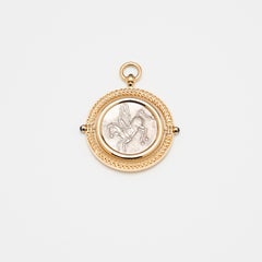 18K Gold Reversible Athena/Pegasus Coin Pendant