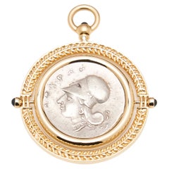 18K Gold Reversible Athena/Pegasus Coin Pendant