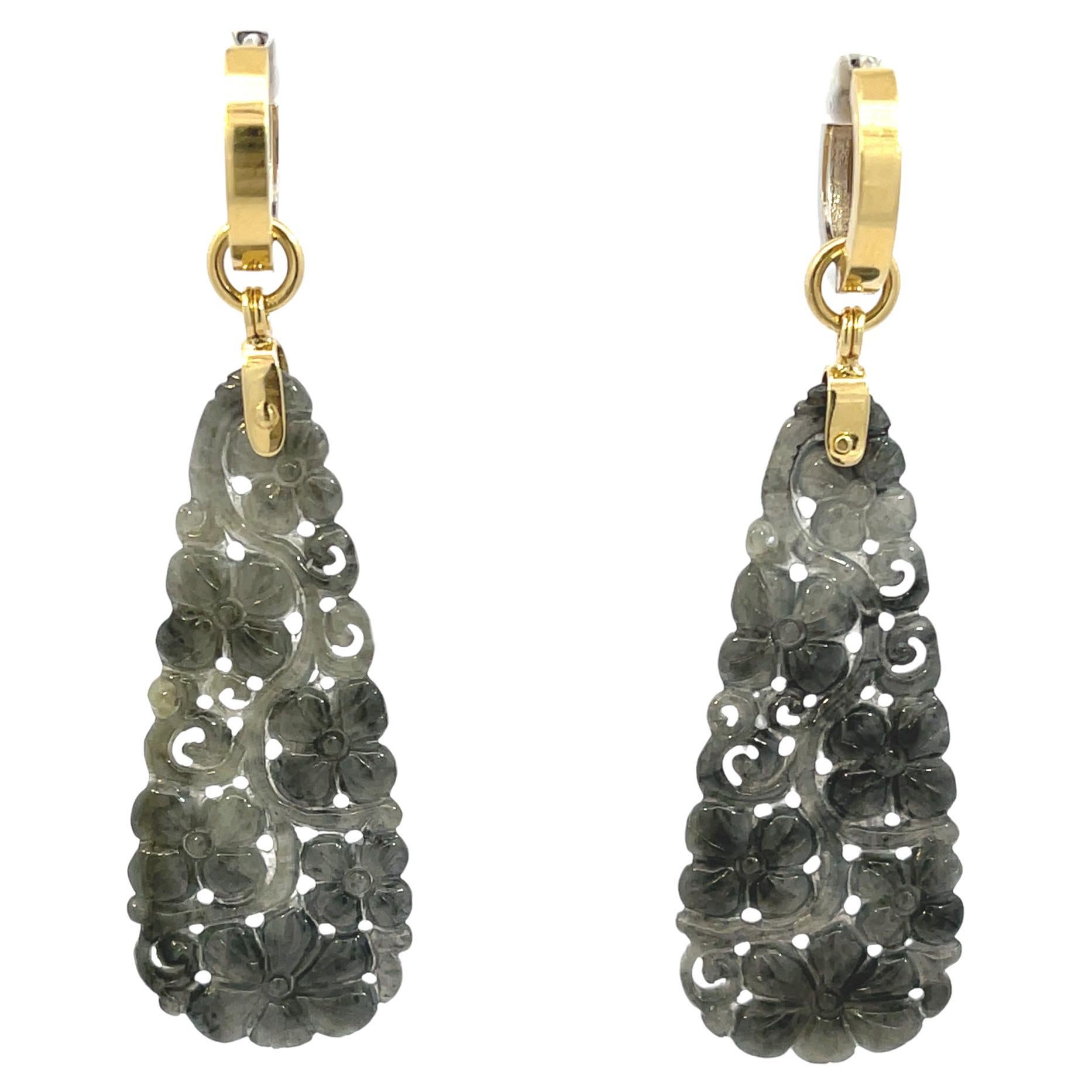 Anneaux réversibles en or 18 carats avec jaquettes amovibles en or jaune 18 carats en jade noir