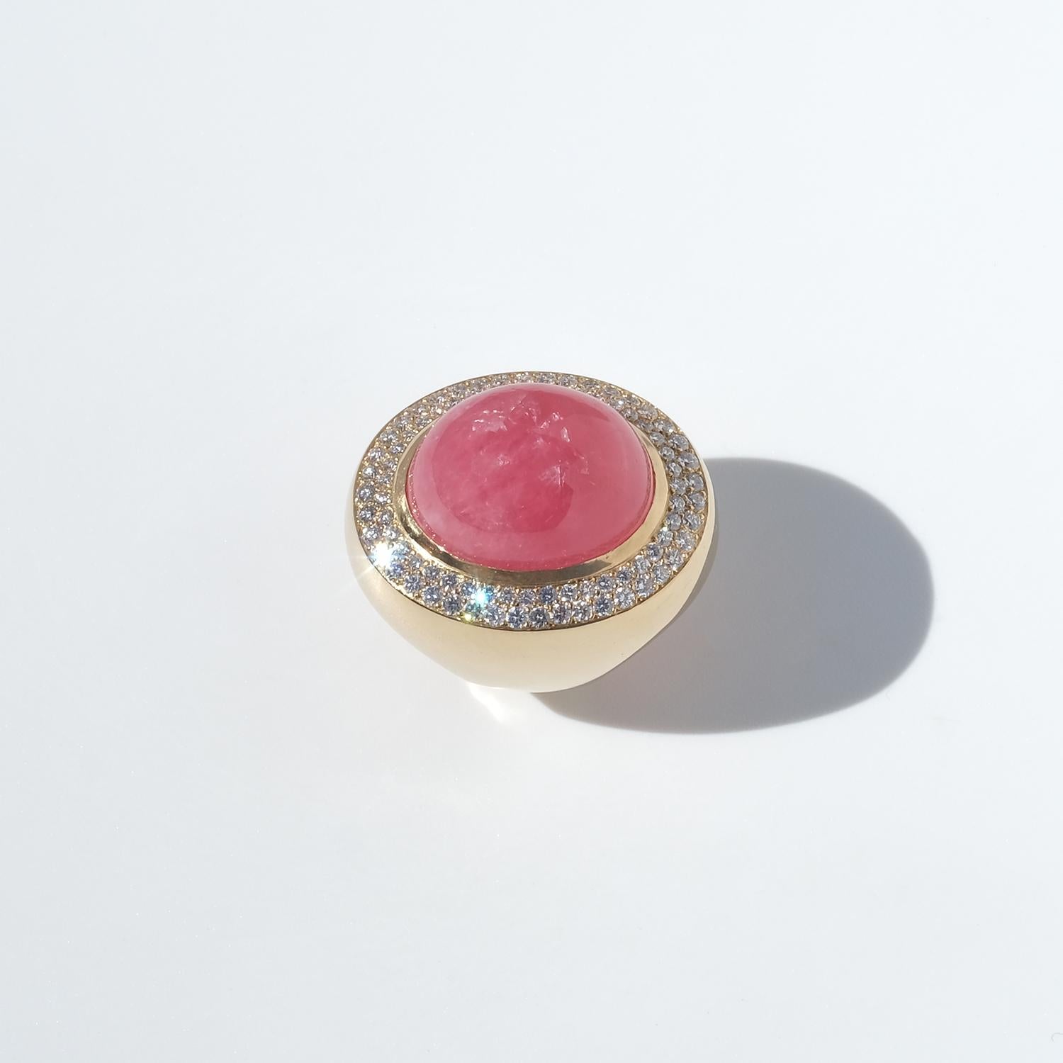 Horacio Ramires Achinelli, bague en or 18 carats, rhodochrosite et diamants, 50 g en vente 7