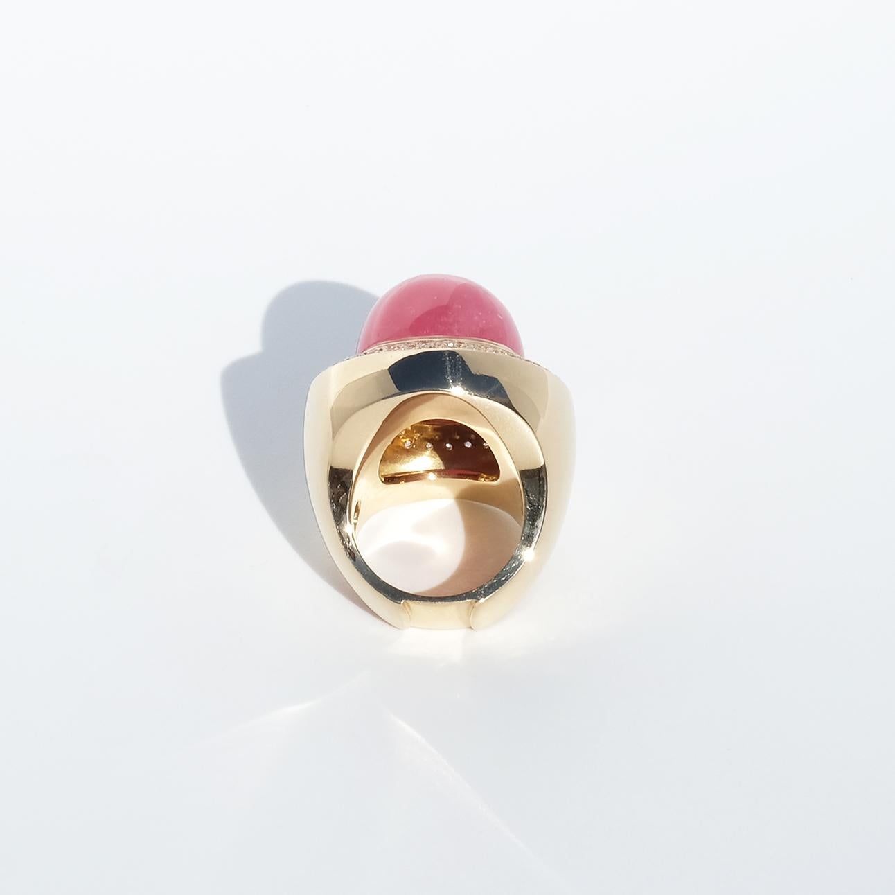 Horacio Ramires Achinelli, bague en or 18 carats, rhodochrosite et diamants, 50 g en vente 1