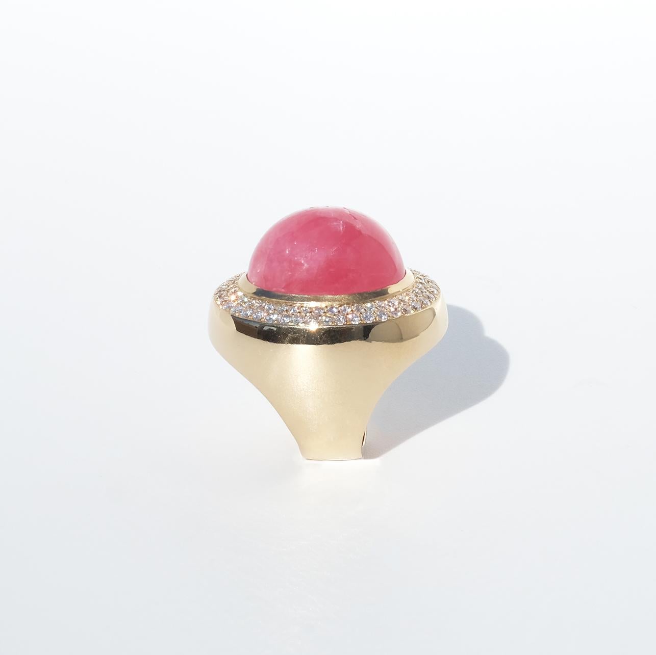 Horacio Ramires Achinelli, bague en or 18 carats, rhodochrosite et diamants, 50 g en vente 2