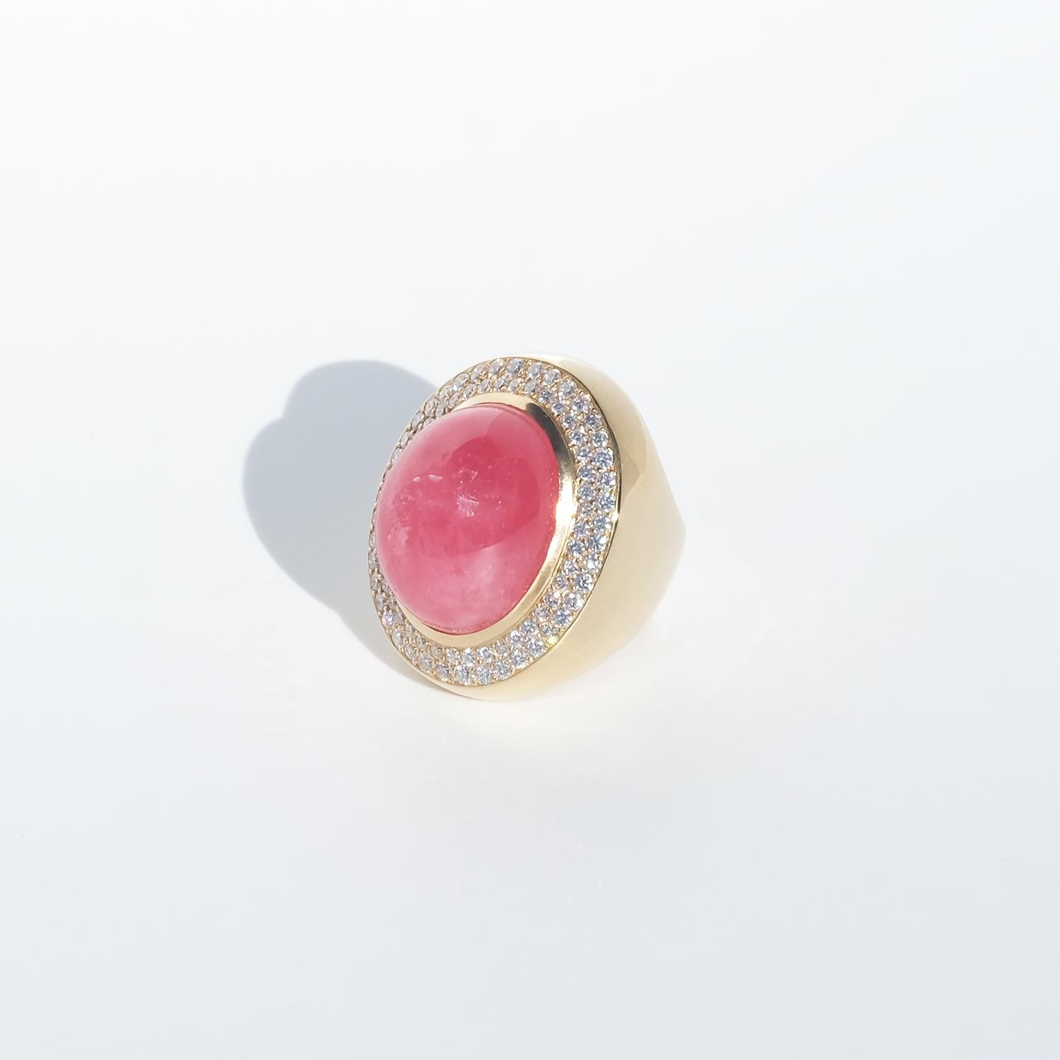 Horacio Ramires Achinelli, bague en or 18 carats, rhodochrosite et diamants, 50 g en vente 4
