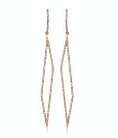 18K Gold Rhombus Shaped Diamonds Dangle Earrings