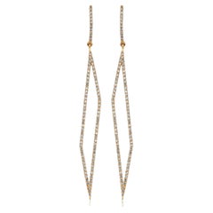 18K Gold Rhombus Shaped Diamonds Dangle Earrings