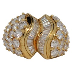 18K Gold Ribbon Ring with Baguette 
Round Brilliant Cut Diamonds, 5.17 Carats