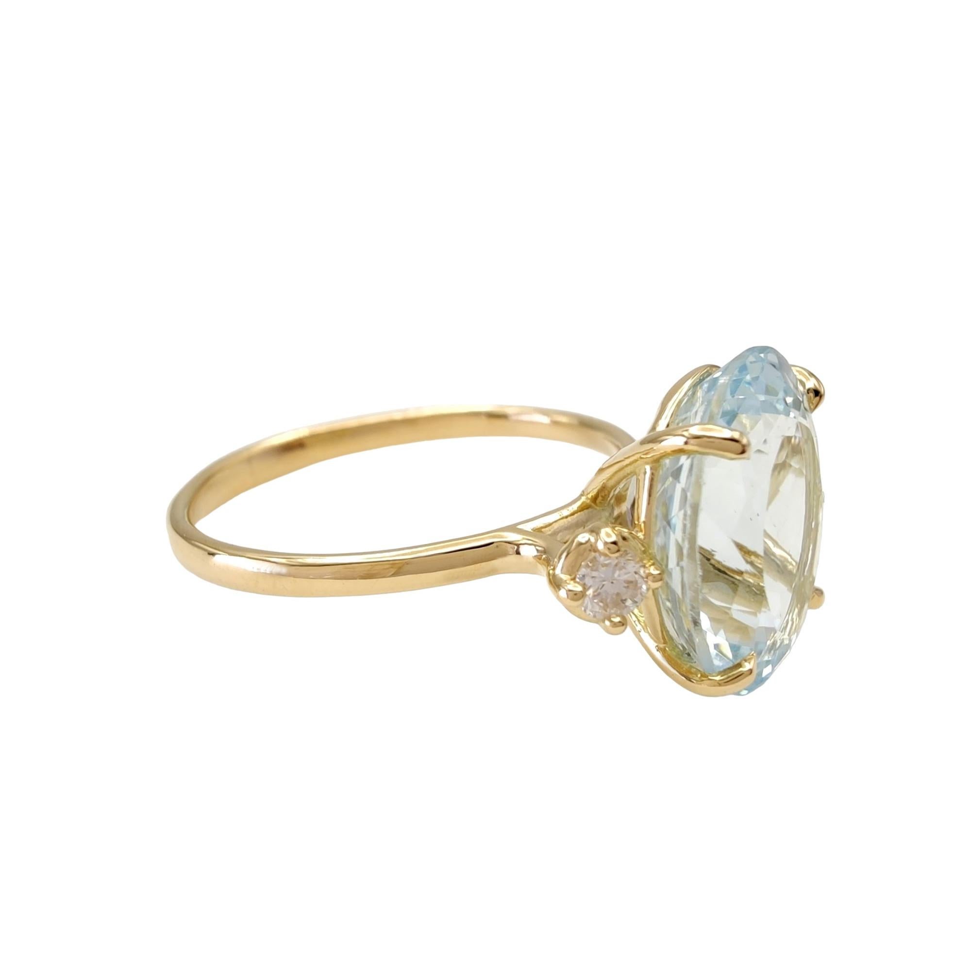 18K Gold Ring Aquamarine and Diamonds for weddings, engagements, proposals gifts 5