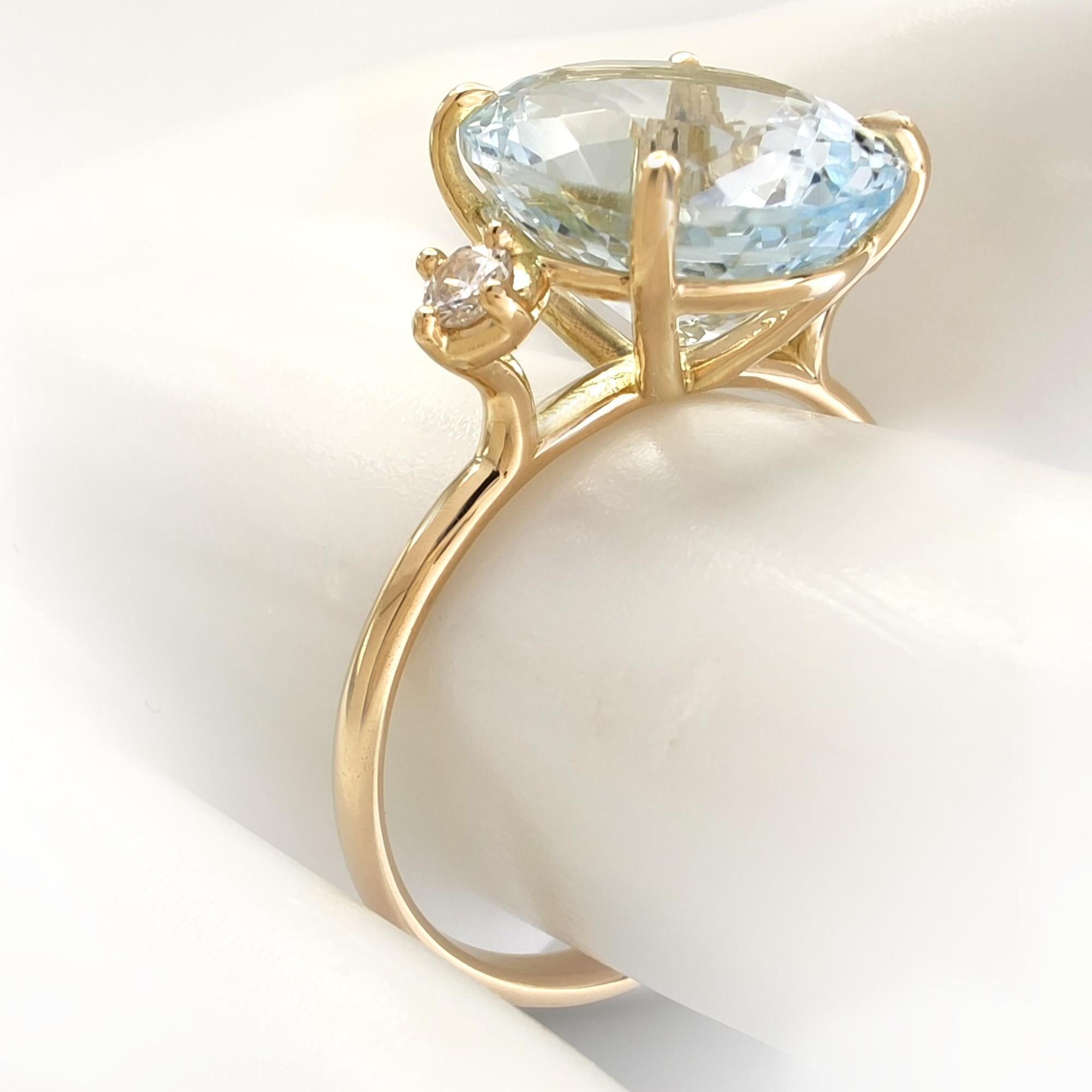 18K Gold Ring Aquamarine and Diamonds for weddings, engagements, proposals gifts 6