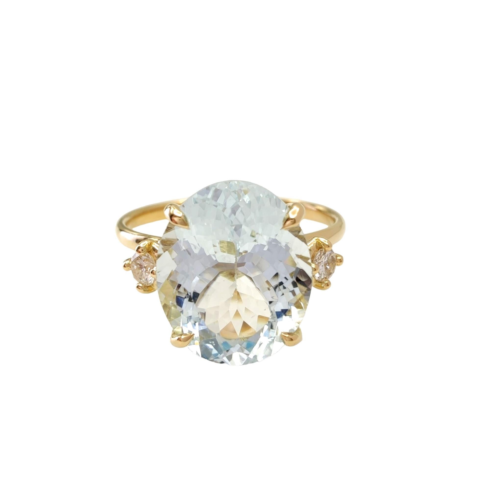18K Gold Ring Aquamarine and Diamonds for weddings, engagements, proposals gifts 2