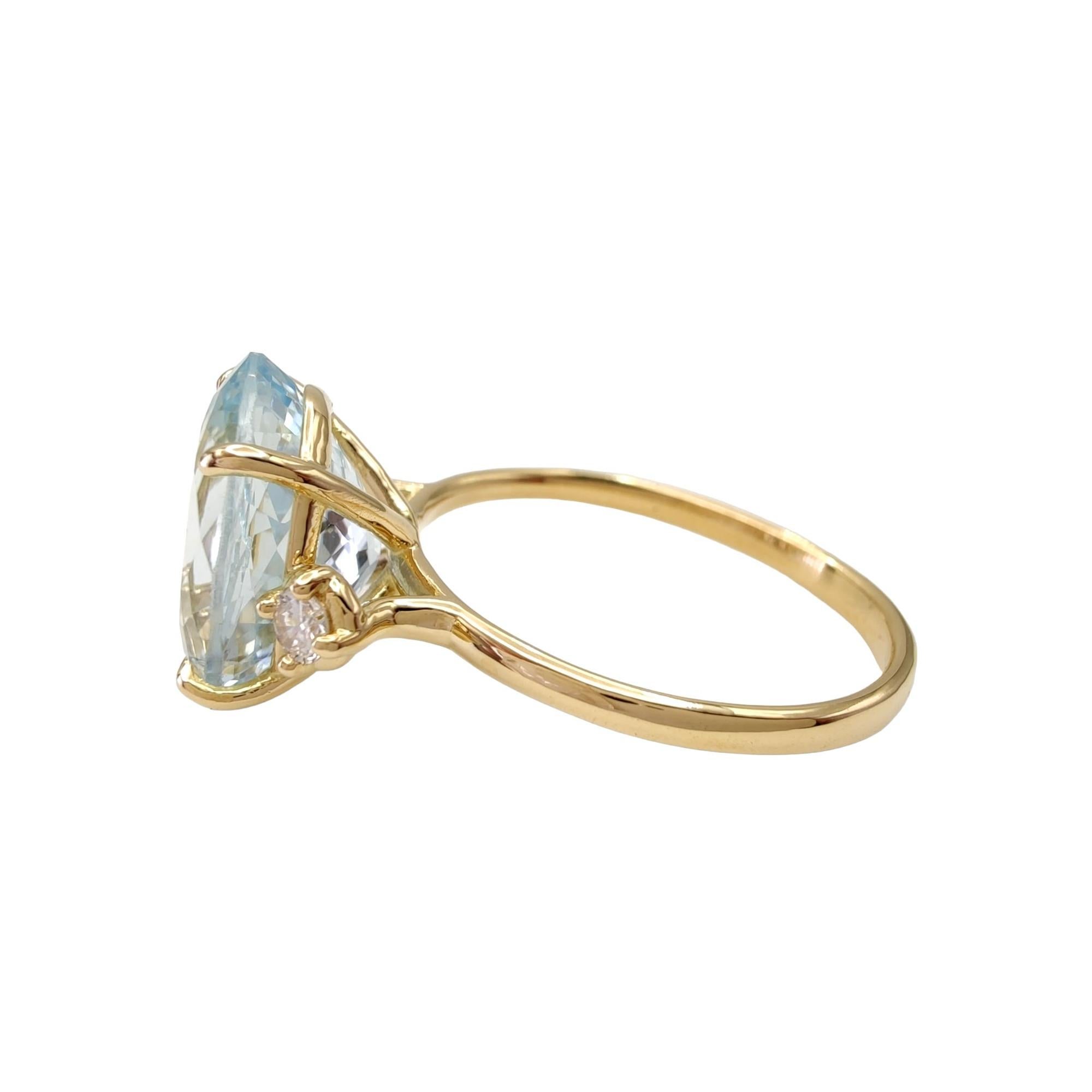 18K Gold Ring Aquamarine and Diamonds for weddings, engagements, proposals gifts 3
