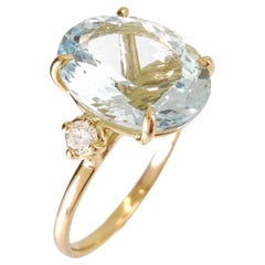 18K Gold Ring Aquamarine and Diamonds for weddings, engagements, proposals gifts