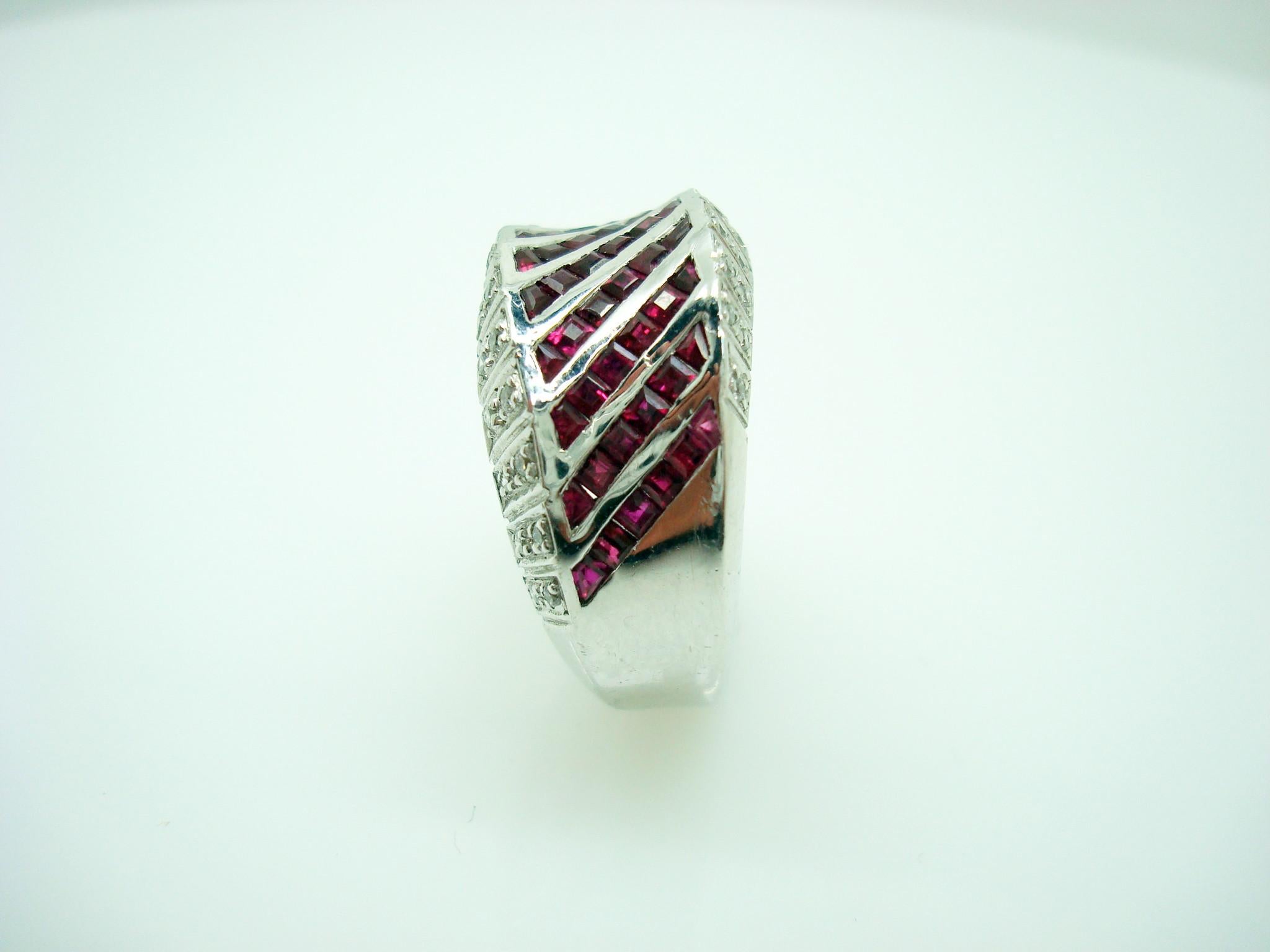 Contemporary 18K Gold Ring Band w/ 1.38ct Total Genuine Rubies & .17ct Total Diamonds #J2820