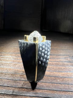 18k Gold Ring mit Rohdiamant 4.6 Carat und Carbon
