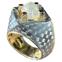 Bague mit Rohdiamant en or 18 carats 4,6 carats et carbone