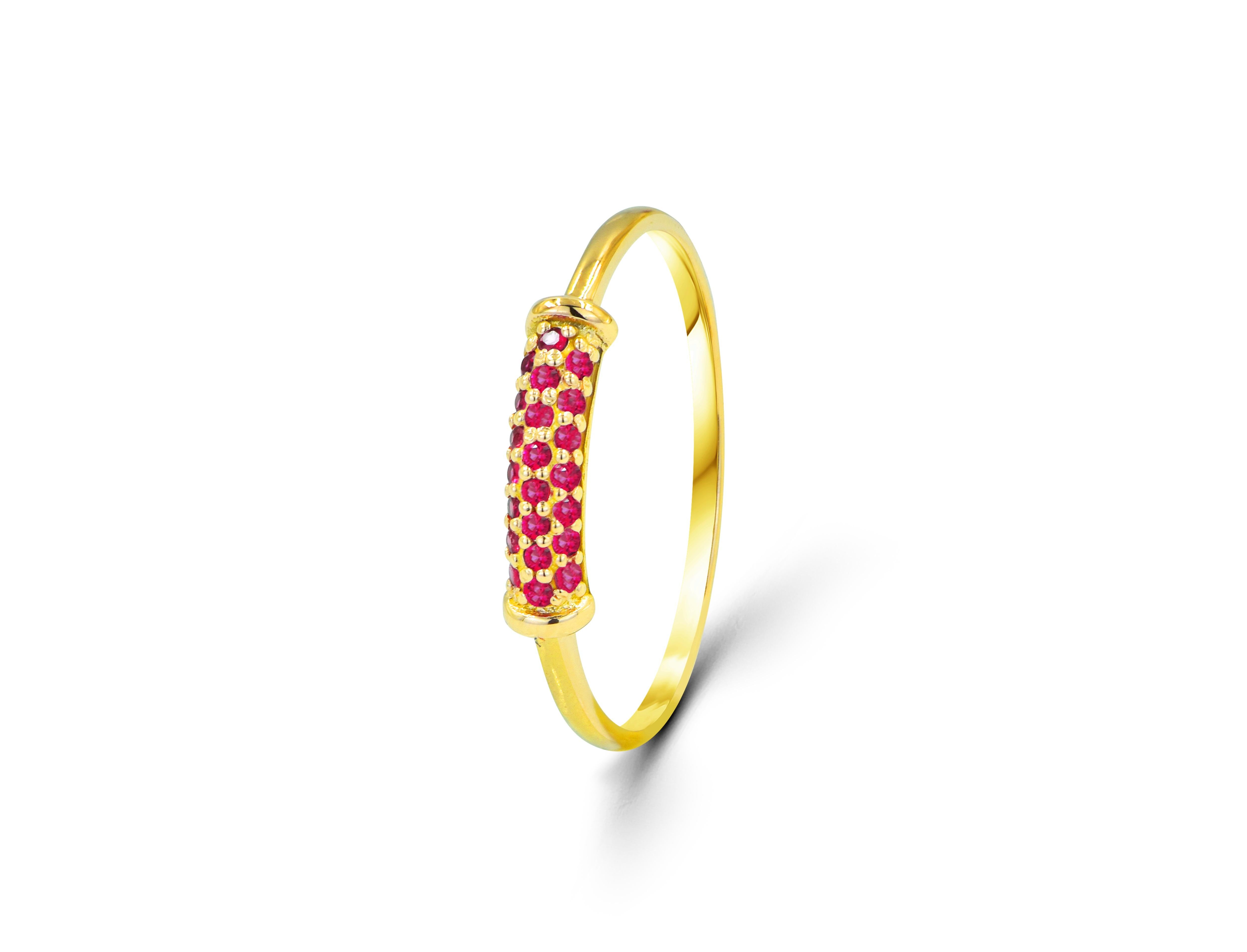 For Sale:  18K Gold Ring Natural Ruby Cluster Ring July Birthstone Ring 3