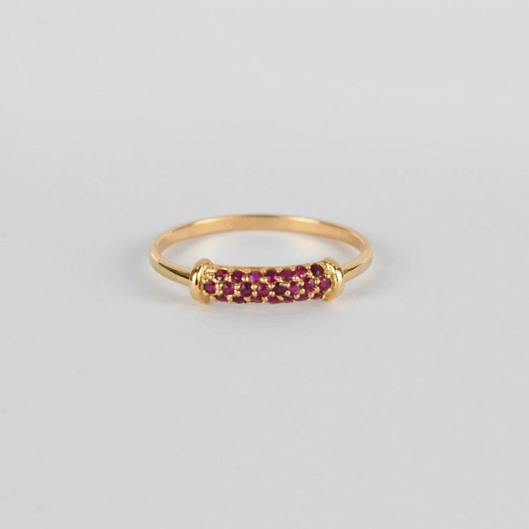 For Sale:  18K Gold Ring Natural Ruby Cluster Ring July Birthstone Ring 4