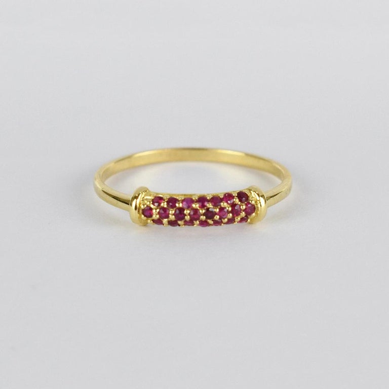 For Sale:  18K Gold Ring Natural Ruby Cluster Ring July Birthstone Ring 5