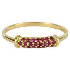 18K Gold Ring Natural Ruby Cluster Ring July Birthstone Ring