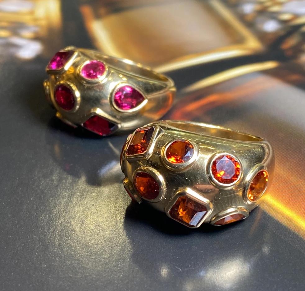 18 Karat Gold Ring Orange Spessartin Hessonit Zirkon im Zustand „Relativ gut“ im Angebot in London, GB