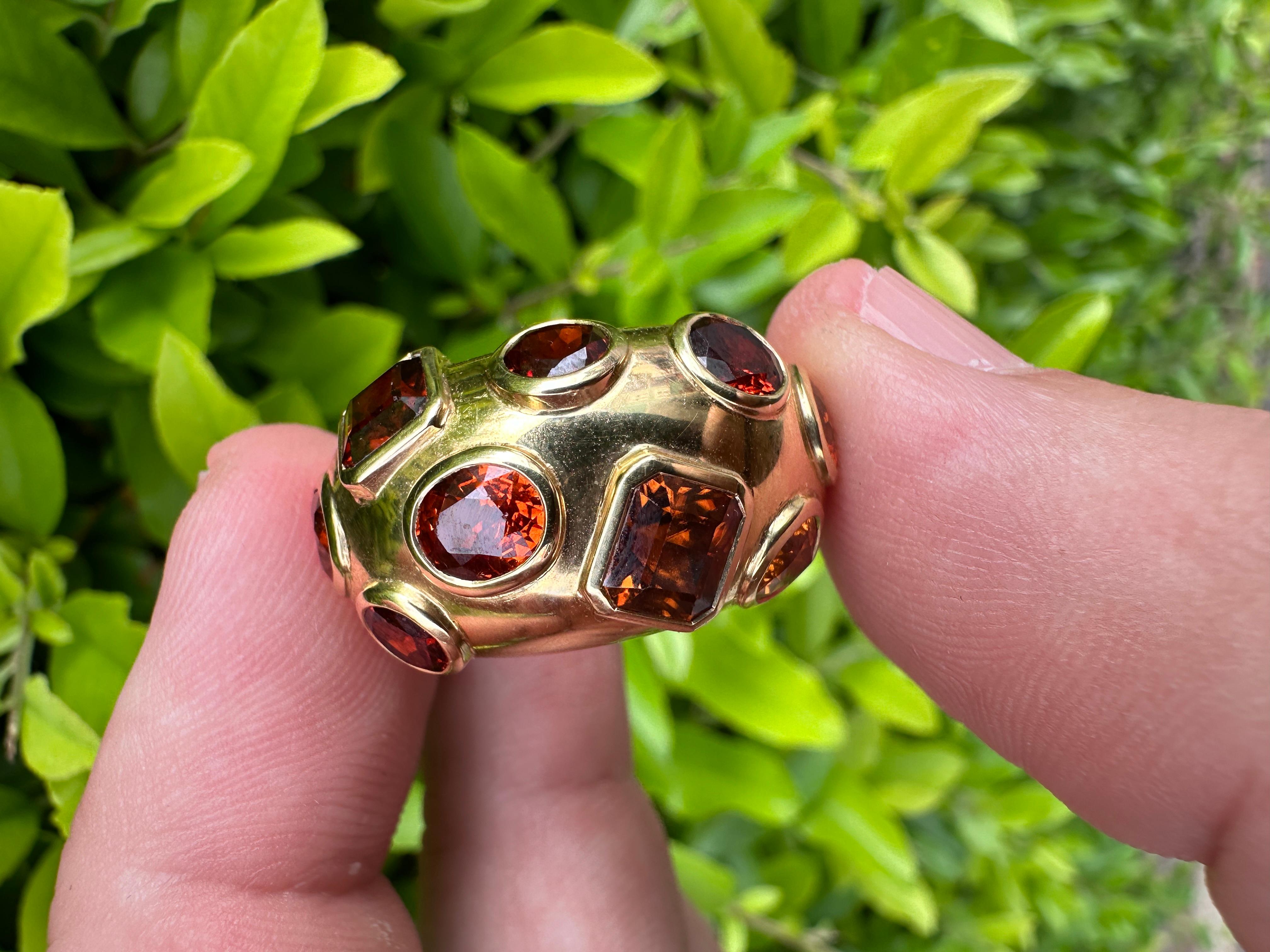 18 Karat Gold Ring Orange Spessartin Hessonit Zirkon für Damen oder Herren im Angebot