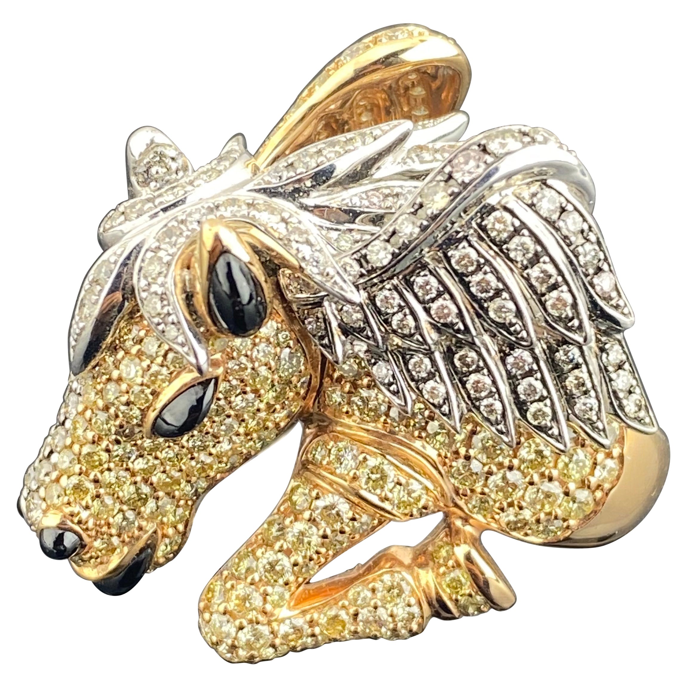 18 Karat Gold Ring Pegagsus inspiriert mit ausgefallenen Diamanten im Angebot
