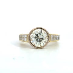 18k Gold Ring with 1.9ct European Cut Diamond Size 5 Sizable