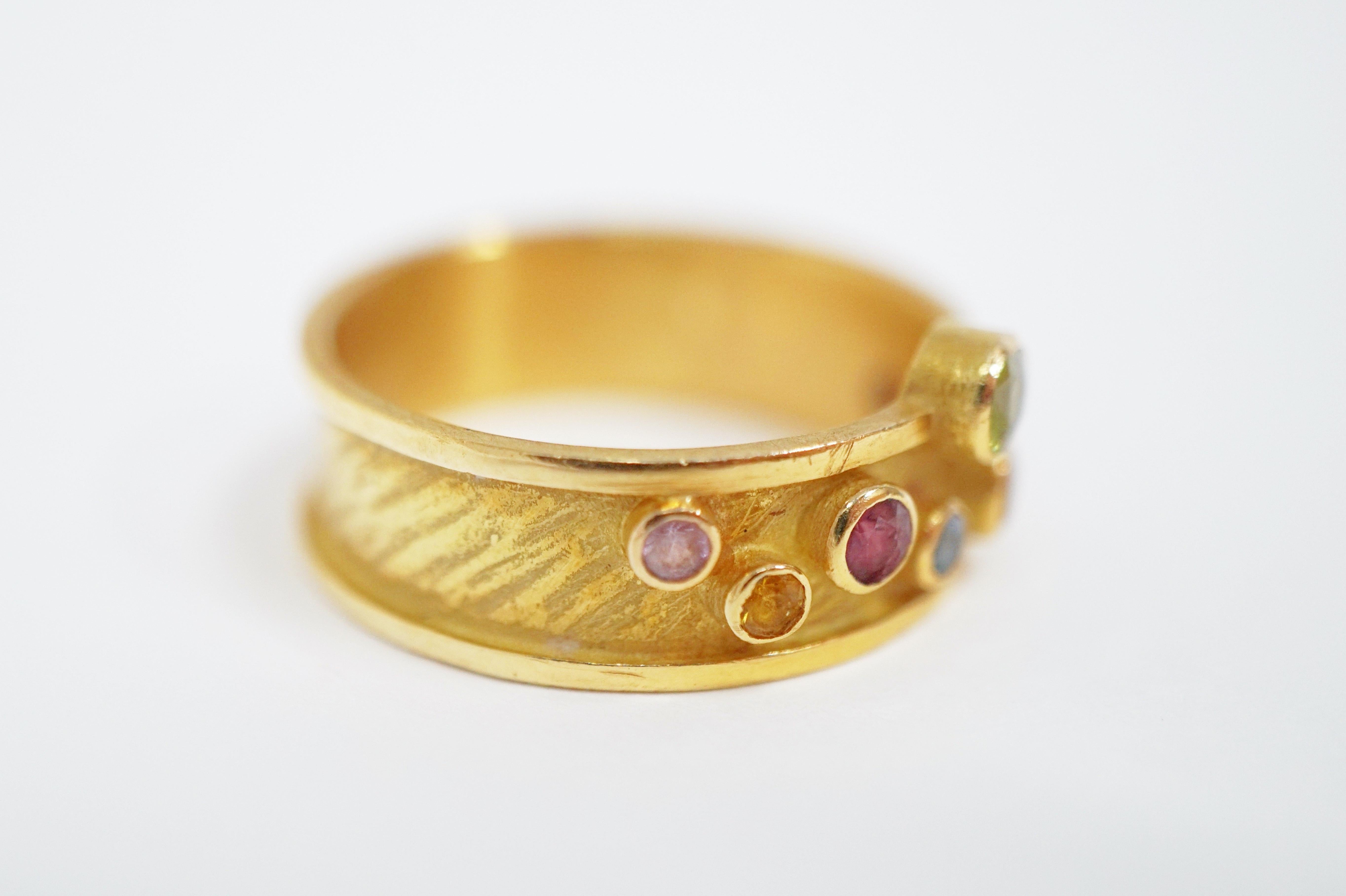 18 Karat Gold Ring with Multicolored Sapphires by Barbara Heinrich 1