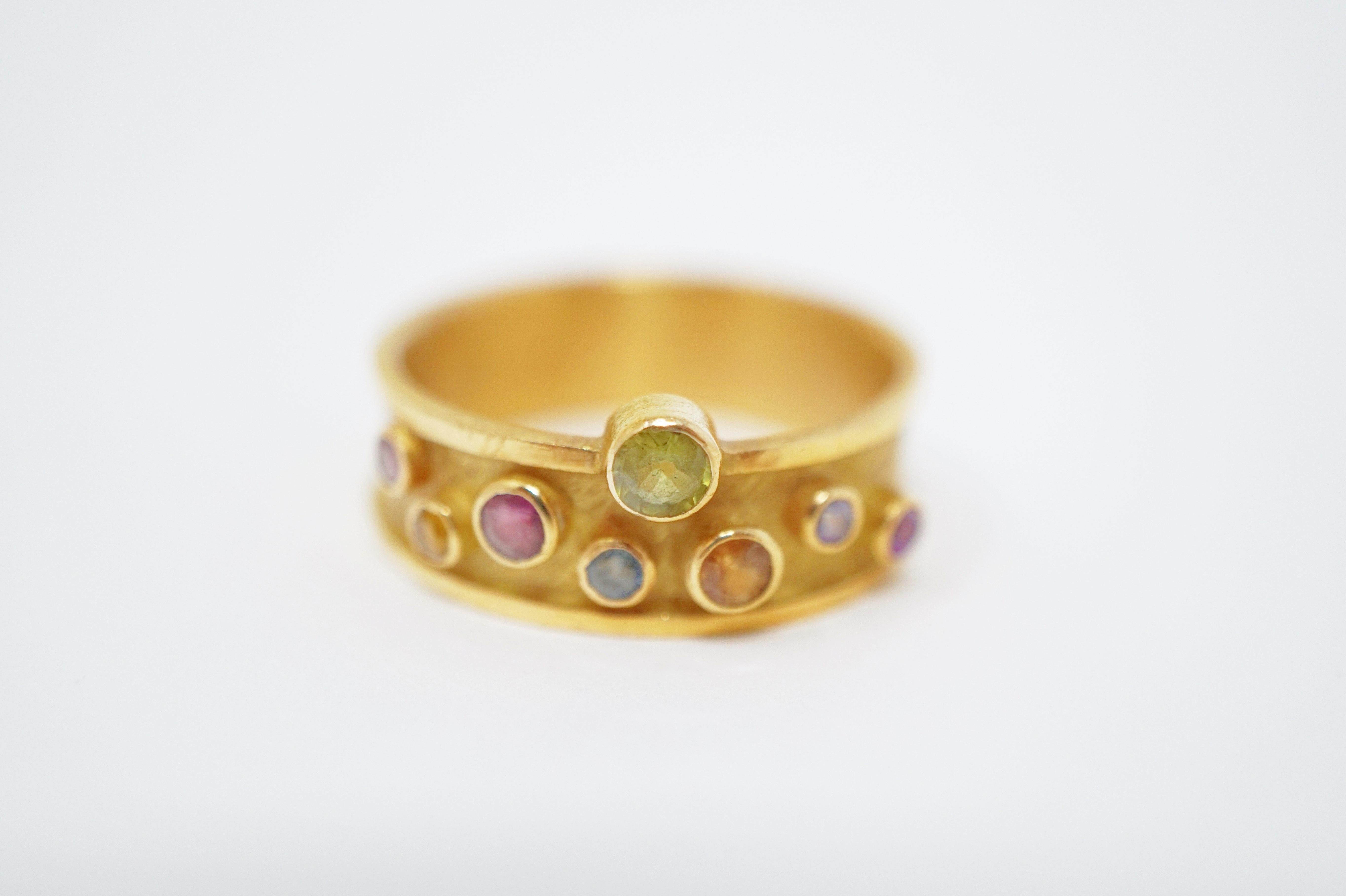 18 Karat Gold Ring with Multicolored Sapphires by Barbara Heinrich 2