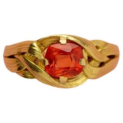 Antique 18K Gold Ring with Orange Sapphire