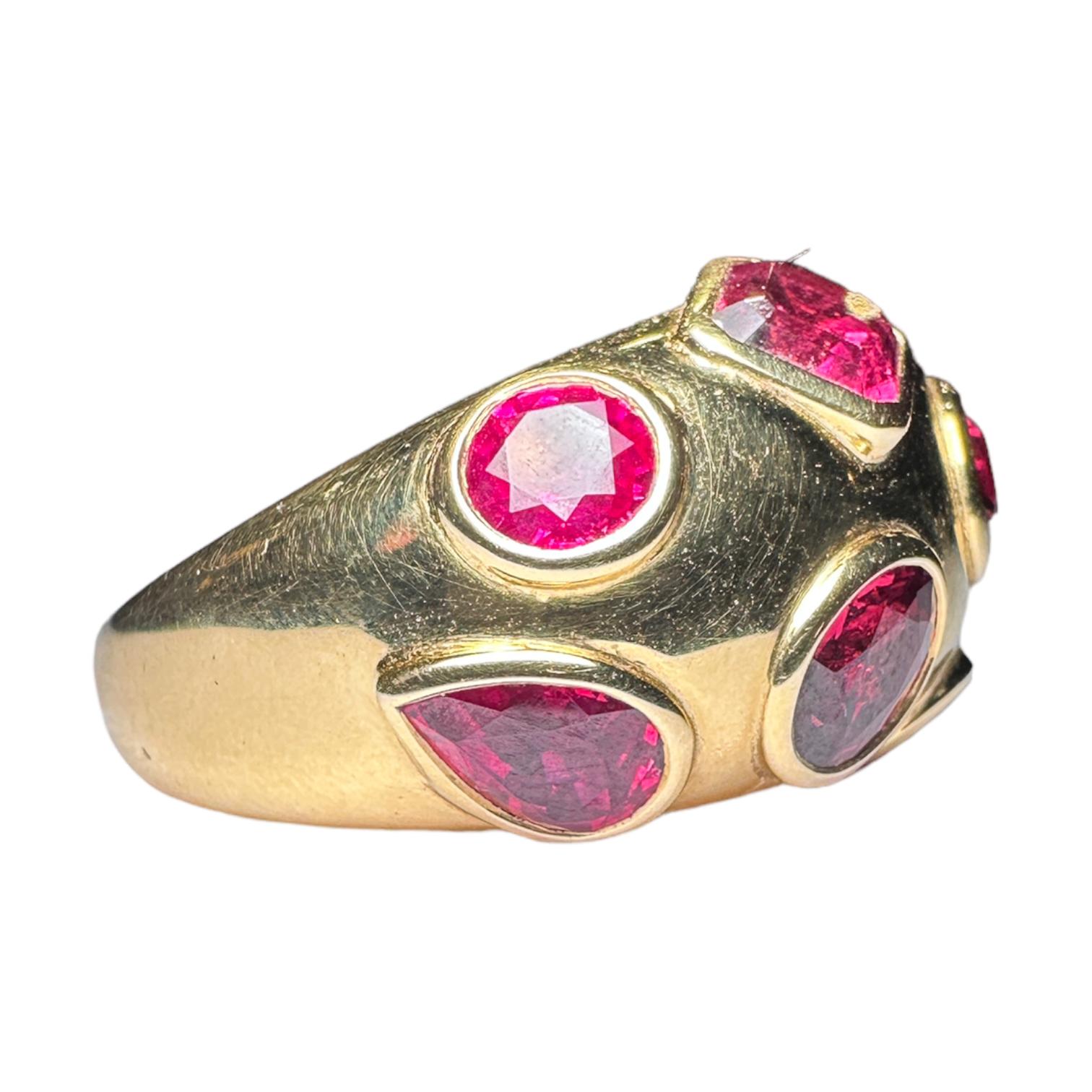 18k Gold Ring with Rubies, Rubellite Tourmalines and Red Spinels For Sale 5