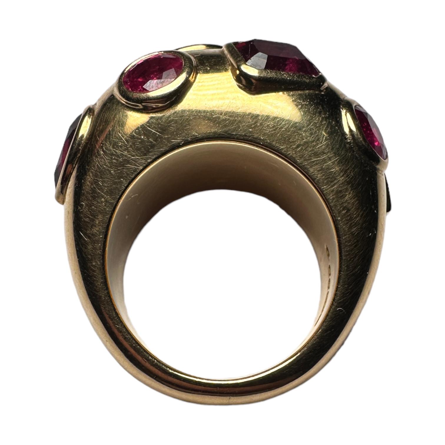 18k Gold Ring with Rubies, Rubellite Tourmalines and Red Spinels For Sale 7