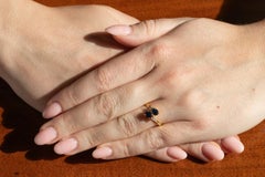 18k gold ring with sapphires and diamonds, France.